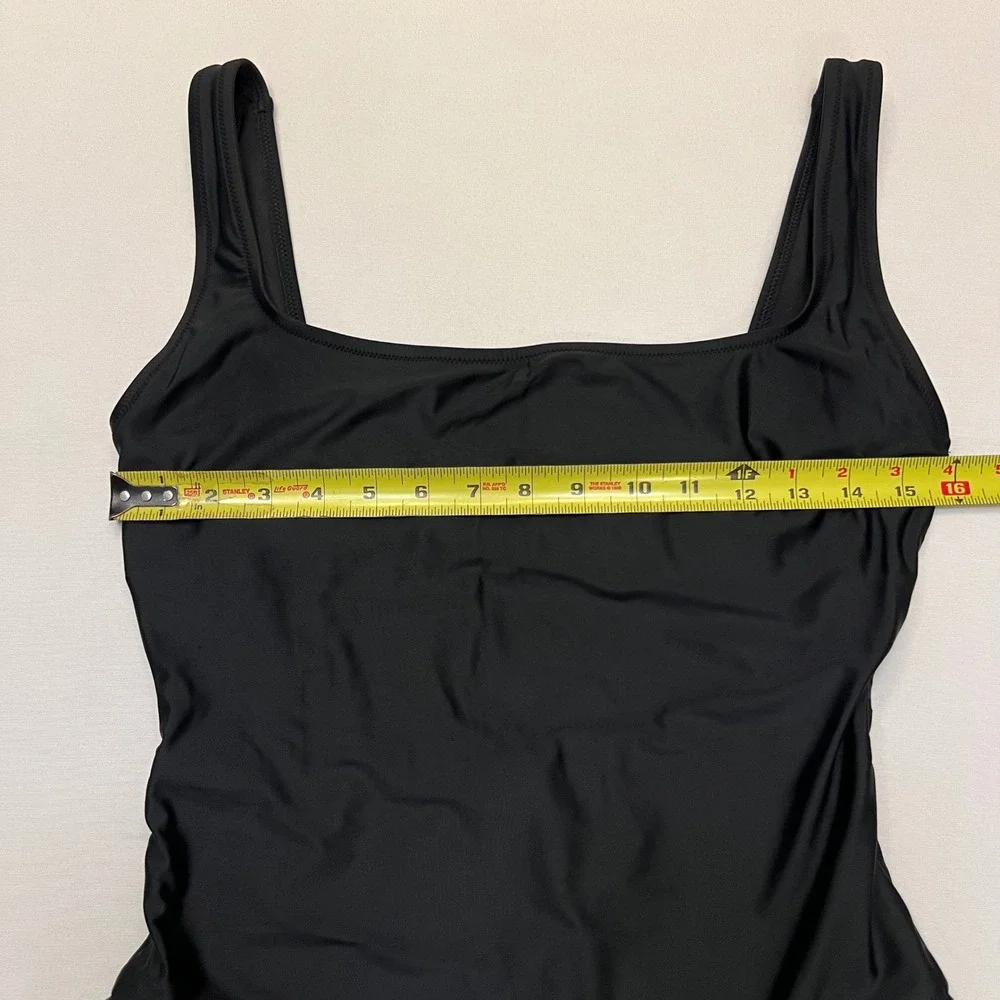 Madewell Black Square Neck Classic Minimalist One Piece Swimsuit Size M